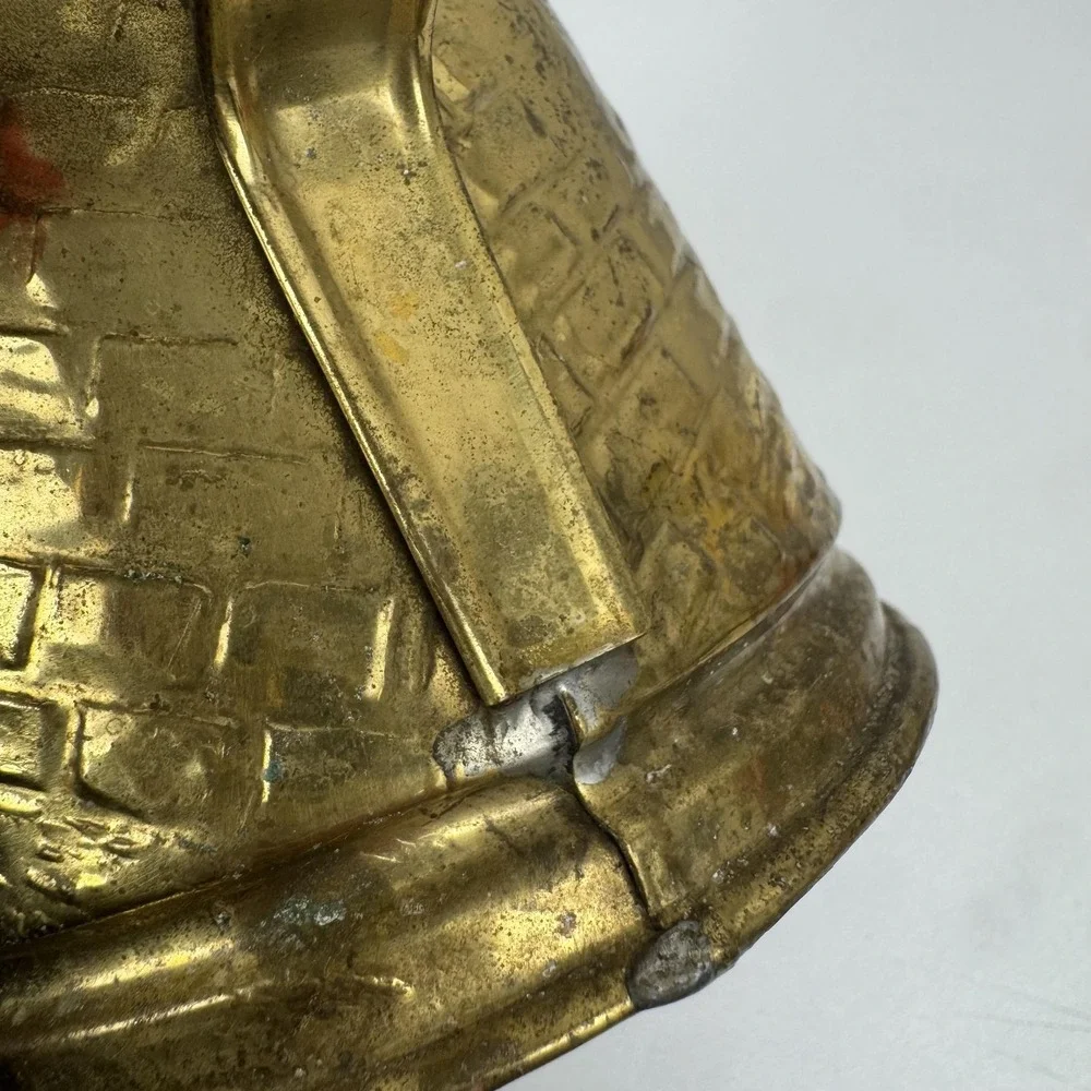Vintage Brass Water Pitcher Jug Embossed Tavern Scene Made In Holland Decor‎